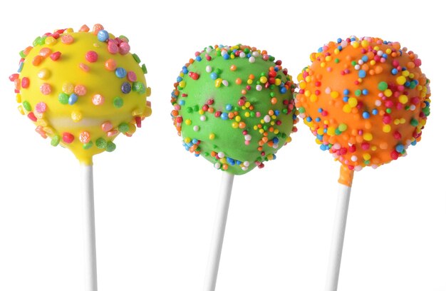 Sweet cake pops isolated on white