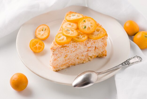 Sweet cake with kumquat fruits