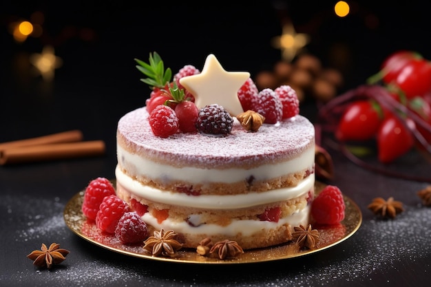 輝く星の甘いケーキ