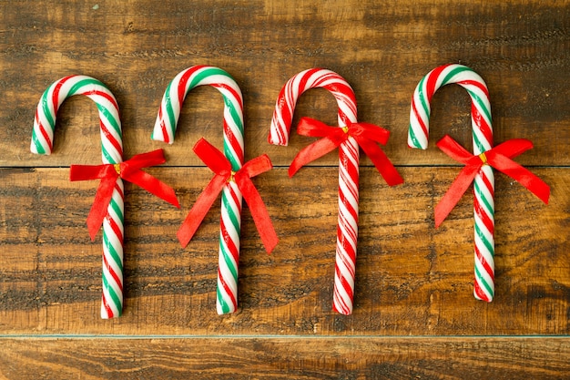 Sweet Candy Canes with red ribbon