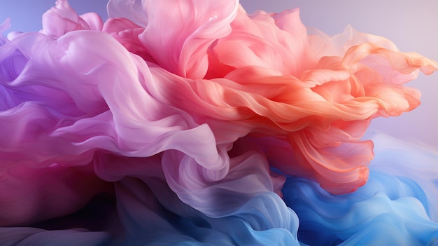 Sweet candy colors abstract a vibrant flowing fabric in pink orange and blue hues background