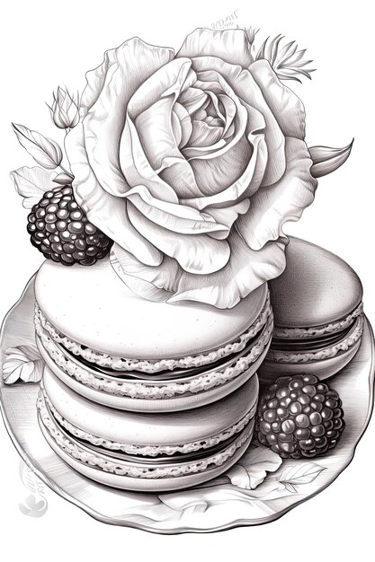 Sweet Candy and Desserts Black and White Coloring Page Relaxing Activity