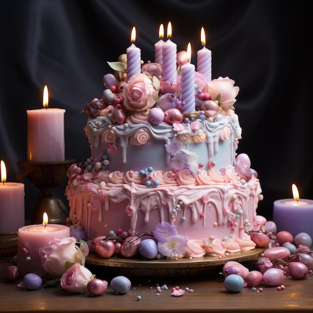 Сладкое празднование Пастельный шикарный торт