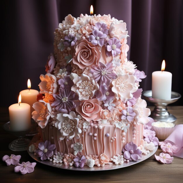 Foto celebrazione dolce una torta pastel elegante