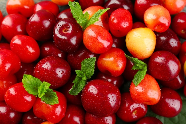 Sweet cherries closeup