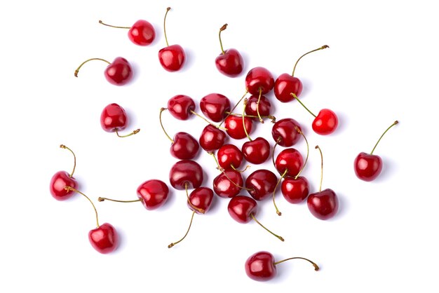 Sweet cherry fruits isolated on white