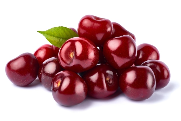 Sweet cherry fruits isolated on white