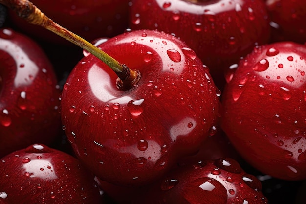 Sweet cherry macro photography close up