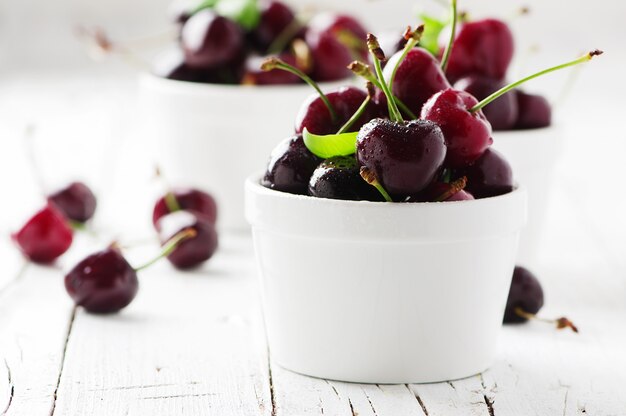 Sweet cherry on the wooden table