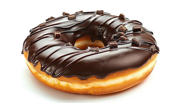 Sweet chocolate donut on white background