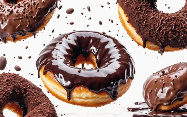 Photo sweet chocolate donut on white background