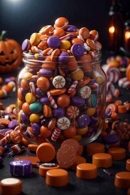 Sweet chocolate and halloween candies