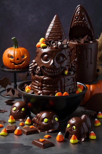 sweet chocolate and halloween candies