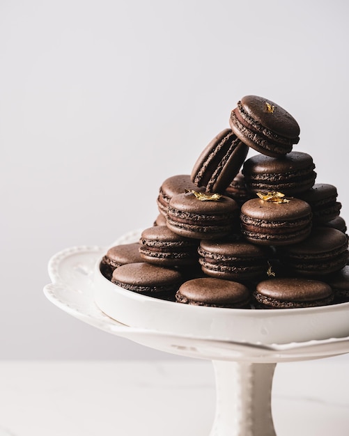 A sweet chocolate macaron French Chocolate macarons