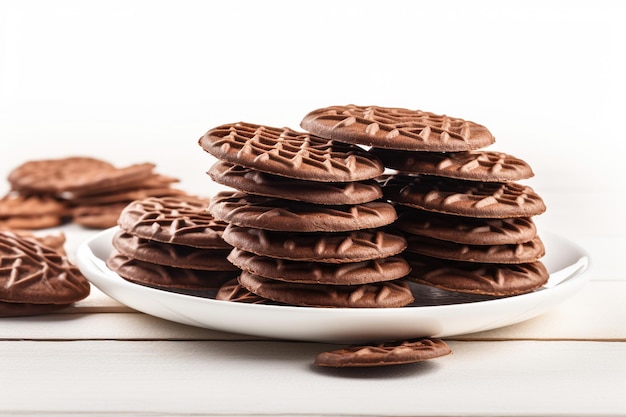 Sweet chocolate wafer biscuits isolated on white