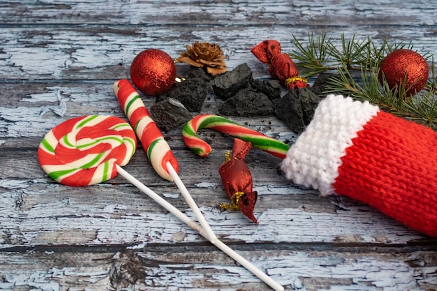 Sweet coals and candies from la befana