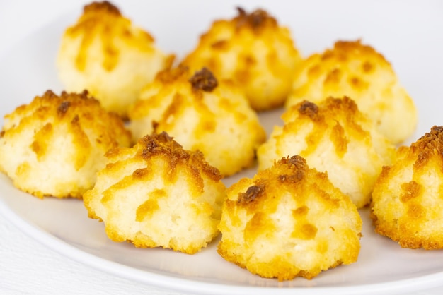 Sweet coconut biscuits on the plate