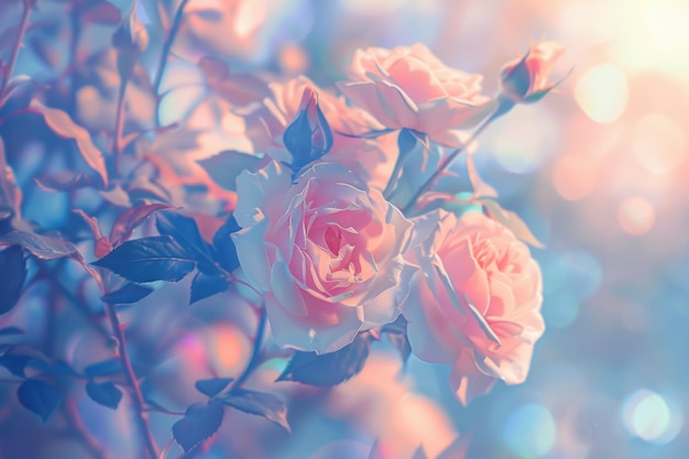 Sweet color roses in soft style for background