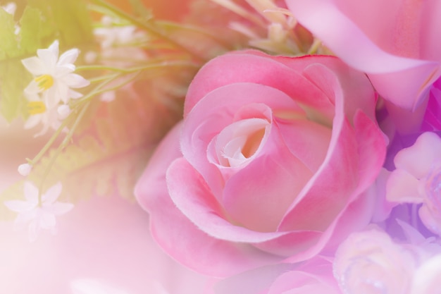 Sweet colorful roses bouquet in soft and blur style