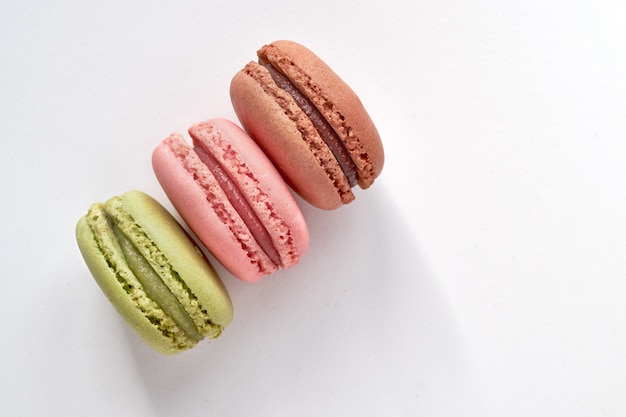 Sweet and colourful french macaroons or macarons 