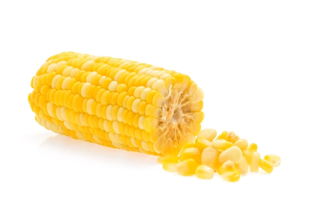 Photo sweet corn isolated on white background.