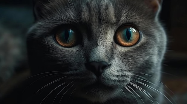 AI が生成した、丸い明るい目をした甘い生き物猫