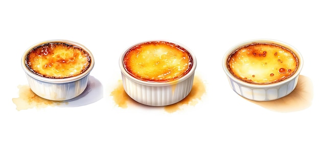 sweet creme brulee ai generated treat custard caramelized creamy indulgence dish sweet creme brulee illustration watercolor