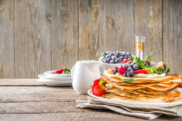 Sweet crepes with berries