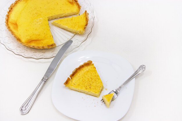 Sweet custard tart or lemon pie