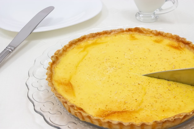 Sweet custard tart or lemon pie 