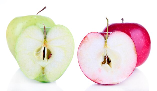 Sweet cut apples isolated on white