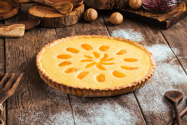 Sweet delicious apricot curd cake pie