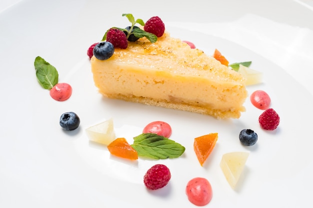 Sweet delicious cheesecake recipe concept. food photography. confectionery art