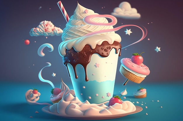 Sweet and Delicious Milkshake An Illustration of Food Art as a Dream Generative AI