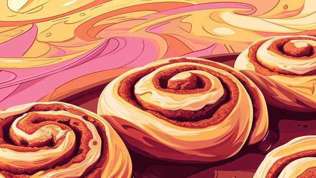 Sweet Delight Cinnamon Roll Carnival in Pop Art Splendor