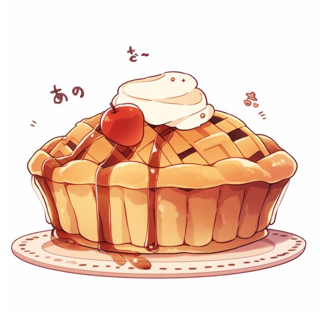 Photo sweet delights quirky apple pie sticker in cartoon style