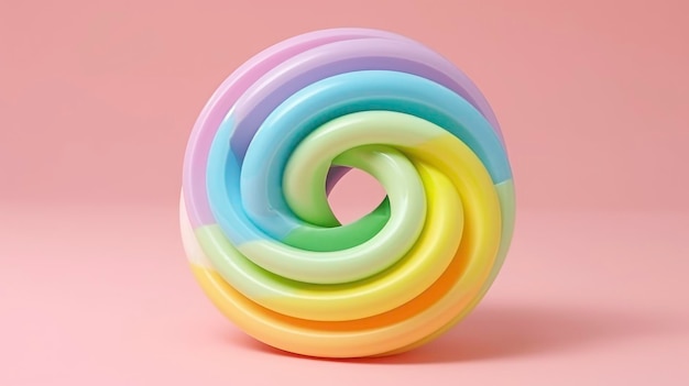 Sweet Dessert of Colorful Swirl Candy Generated by AI