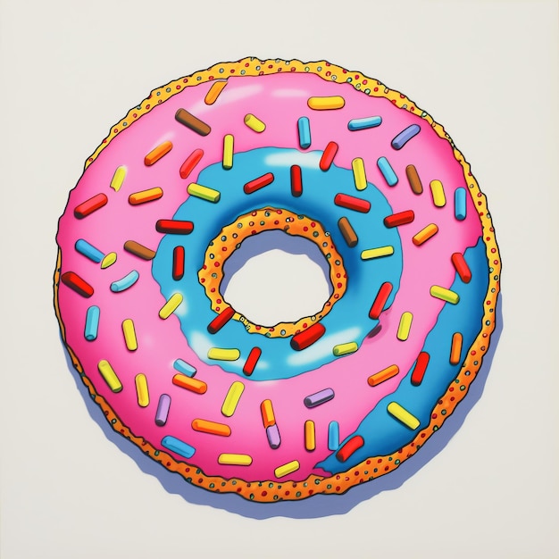 Sweet donut cartoon drawing on abstract background