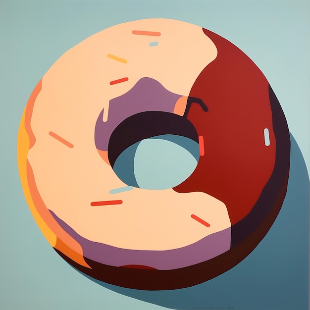 Sweet donut cartoon drawing on abstract background