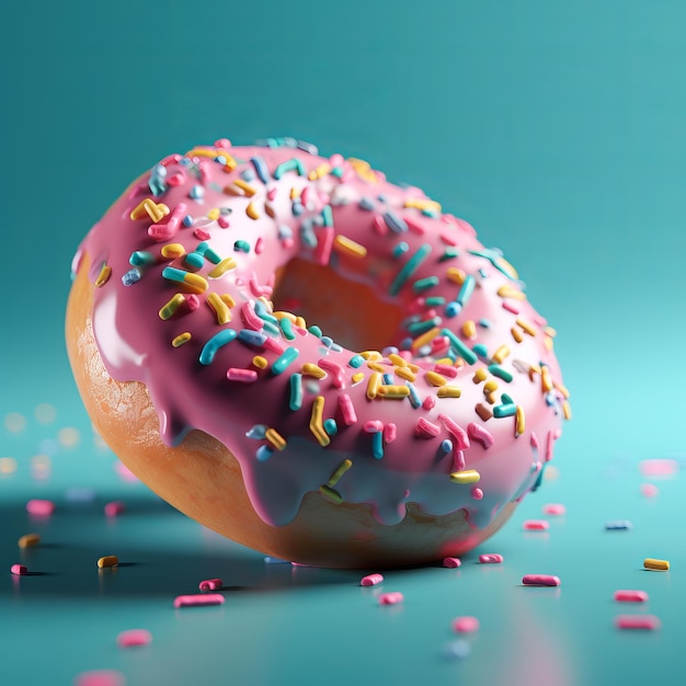 Sweet donut photorealistic illustration on abstract background