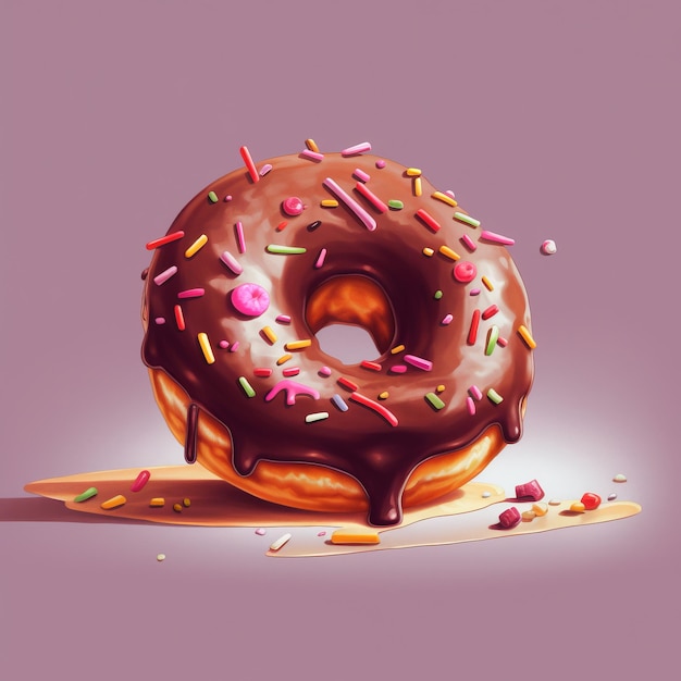 Sweet donut photorealistic illustration on abstract background