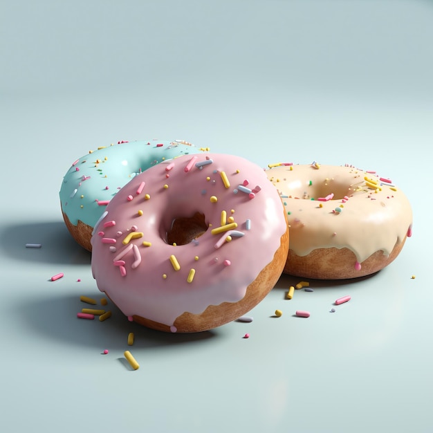 Sweet donut photorealistic illustration on abstract background