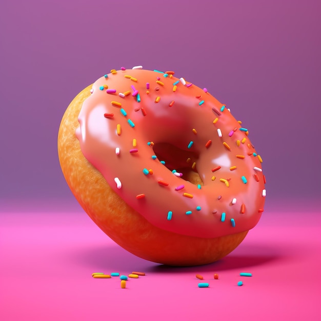 Sweet donut photorealistic illustration on abstract background