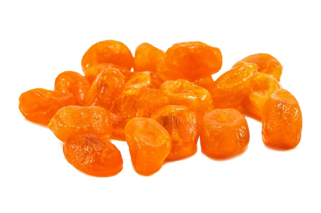 Sweet dried tangerines kumquat on white background