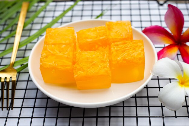 Sweet egg floss jelly Thai dessert