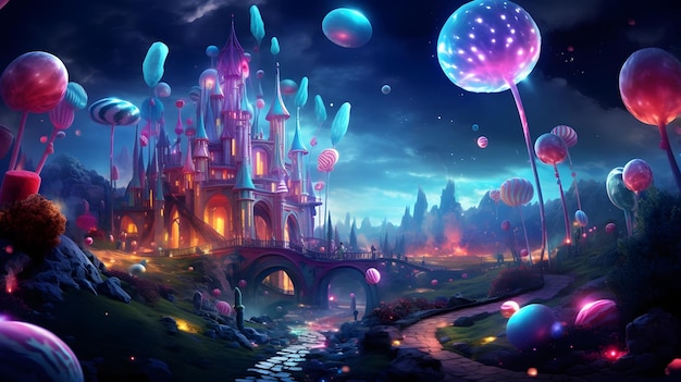 Sweet fantasy world illustration Generative AI