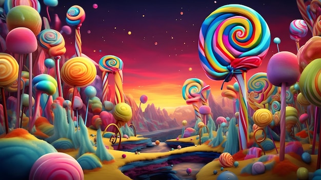 Sweet fantasy world illustration Generative AI