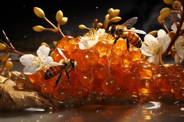 Photo sweet flow river of honey and dates