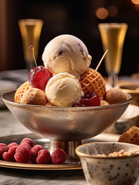 甘い食べ物アイスクリームデザートの写真