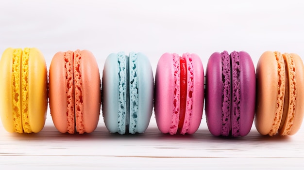 Sweet French macaroons on a white background dessert